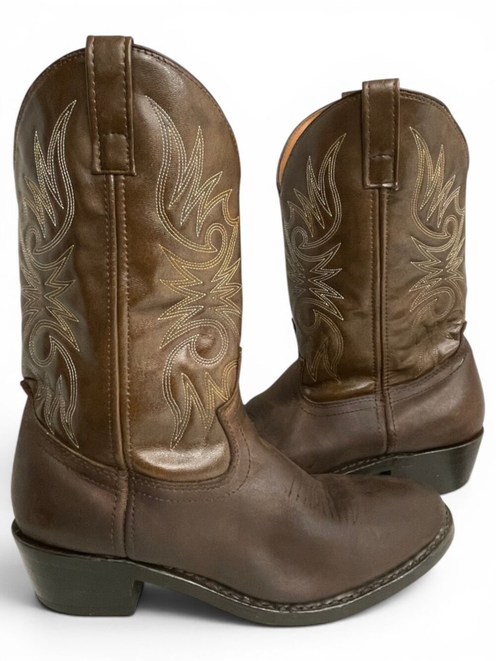 Laredo Brown Leather Western Cowboy Embroidered Boots Men's Extra Wide 8.5 EW